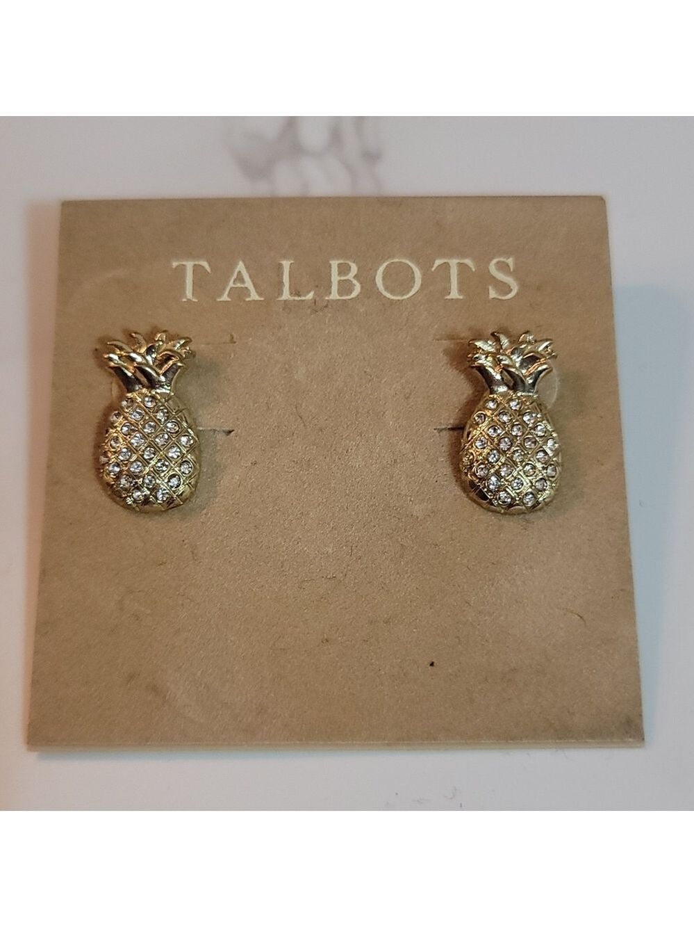 Talbots Rhinestone Pineapple Post Earrings